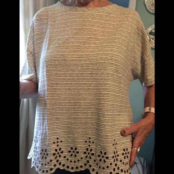 Anthropologie Tops - Anthropology knit top with eyelet embroidery Med.